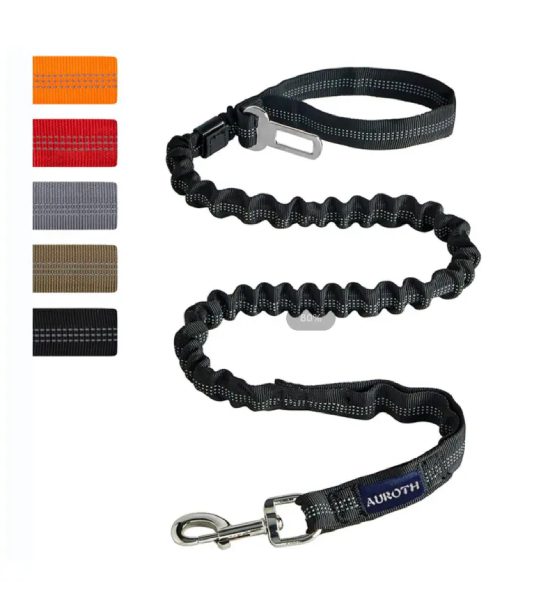 Black retractable dog leash with handle.